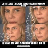 EU TENTANDO ENTENDER COMO CHEGUEI NO ENSINO MÉDIOSEM AO MENOS SABER O VERBO TO BE