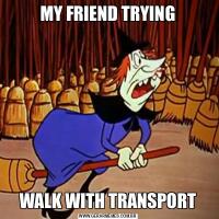 MY FRIEND TRYINGWALK WITH TRANSPORT