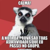 CALMA!A NOTA DA PROVA SÃO TOAS AS ATIVIDADES QUE EU PASSEI NO GRUPO.