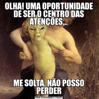 OLHA! UMA OPORTUNIDADE DE SER O CENTRO DAS ATENÇÕES...ME SOLTA, NÃO POSSO PERDER