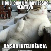 FIQUEI COM UM IMPRESSÃO NEGATIVA DA SUA INTELIGÊNCIA