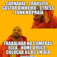 CARNAVAL - TRANSITO - GASTAR DINHEIRO - STRESS - FUNK NA PRAIATRABALHAR NO COMPRAS ECLA - HOME OFFICE - COLOCAR AS RC EM DIA