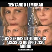 TENTANDO LEMBRARAS SENHAS DE TODOS OS ACESSOS QUE PRECISO ABRIR!
