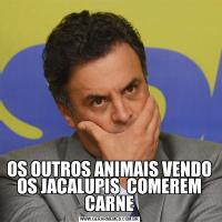 OS OUTROS ANIMAIS VENDO OS JACALUPIS  COMEREM CARNE