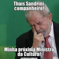 Thaís Sandrini, companheiro!Minha próxima Ministra da Cultura!