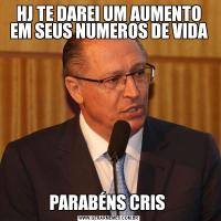 HJ TE DAREI UM AUMENTO EM SEUS NUMEROS DE VIDAPARABÉNS CRIS 