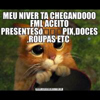 MEU NIVER TA CHEGANDOOO FML ACEITO PRESENTES