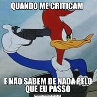 QUANDO ME CRITICAM E NÃO SABEM DE NADA PELO QUE EU PASSO