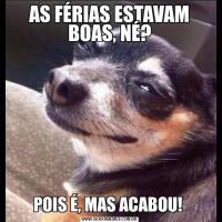 AS FÉRIAS ESTAVAM BOAS, NÉ?POIS É, MAS ACABOU! 