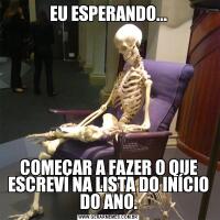 EU ESPERANDO...COMEÇAR A FAZER O QUE ESCREVI NA LISTA DO INÍCIO DO ANO.