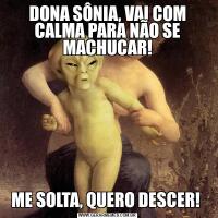 DONA SÔNIA, VAI COM CALMA PARA NÃO SE MACHUCAR!ME SOLTA, QUERO DESCER! 