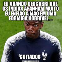 EU QUANDO DESCOBRI QUE OS ÍNDIOS APANHAM MUITO EU ENFIÃO A MÃO EM UMA FORMIGA HORRIVEL,...COITADOS 