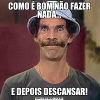 COMO É BOM NÃO FAZER NADA...E DEPOIS DESCANSAR!