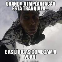 QUANDO A IMPLANTAÇÃO ESTÁ TRANQUILA....E AS LÍRICAS COMEÇAM A VOAR!