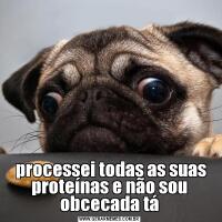  processei todas as suas proteínas e não sou obcecada tá