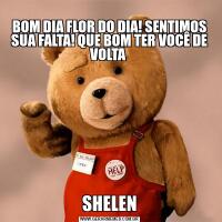 
BOM DIA FLOR DO DIA! SENTIMOS SUA FALTA! QUE BOM TER VOCÊ DE VOLTA SHELEN