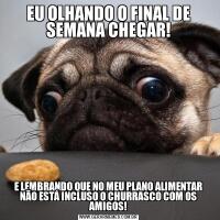EU OLHANDO O FINAL DE SEMANA CHEGAR!E LEMBRANDO QUE NO MEU PLANO ALIMENTAR NÃO ESTÁ INCLUSO O CHURRASCO COM OS AMIGOS!