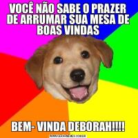 VOCÊ NÃO SABE O PRAZER DE ARRUMAR SUA MESA DE BOAS VINDASBEM- VINDA DEBORAH!!!!