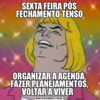 SEXTA FEIRA PÓS FECHAMENTO TENSOORGANIZAR A AGENDA, FAZER PLANEJAMENTOS, VOLTAR A VIVER  