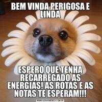BEM VINDA PERIGOSA E LINDAESPERO QUE TENHA RECARREGADO AS ENERGIAS! AS ROTAS E AS NOTAS TE ESPERAM!!!