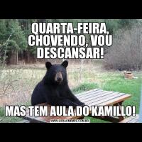 QUARTA-FEIRA, CHOVENDO, VOU DESCANSAR!MAS TEM AULA DO KAMILLO!