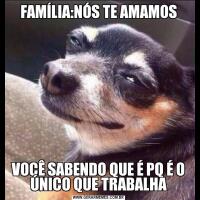 FAMÍLIA:NÓS TE AMAMOSVOCÊ SABENDO QUE É PQ É O ÚNICO QUE TRABALHA