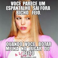 VOCE  PARECE  UM  ESPANTALHO   SAI FORA  BICHO    FEIO.QUANDO   VOCE    BOTAR MELHA   NO   LUGAR   DO   PEITO