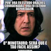 POV: ORA EU ESTUDO ORAÇÕES COORDENADAS, ORA EU ESTUDO REPORTAGEM.8º MINOTAURO: SERÁ QUE É TÃO FÁCIL ASSIM?