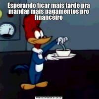 Esperando ficar mais tarde pra mandar mais pagamentos pro financeiro