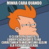 MINHA CARA QUANDOO CLIENTE DIZ QUE FEZ A LUBRIFICAÇÃO DA ESTEIRA CORRETAMENTE MAS MESMO ASSIM ELA FICOU RESSECADA.