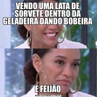 VENDO UMA LATA DE SORVETE DENTRO DA GELADEIRA DANDO BOBEIRAÉ FEIJÃO