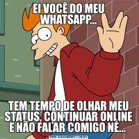 EI VOCÊ DO MEU WHATSAPP...TEM TEMPO DE OLHAR MEU STATUS, CONTINUAR ONLINE E NÃO FALAR COMIGO NÉ... 