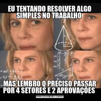 EU TENTANDO RESOLVER ALGO SIMPLES NO TRABALHO MAS LEMBRO Q PRECISO PASSAR POR 4 SETORES E 2 APROVAÇÕES 