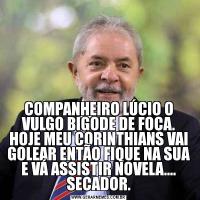 COMPANHEIRO LÚCIO O VULGO BIGODE DE FOCA. HOJE MEU CORINTHIANS VAI GOLEAR ENTÃO FIQUE NA SUA E VÁ ASSISTIR NOVELA.... SECADOR.