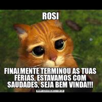 ROSIFINALMENTE TERMINOU AS TUAS FÉRIAS, ESTAVAMOS COM SAUDADES, SEJA BEM VINDA!!!