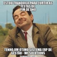 ESTOU TRANQUILO PARA CURTIR AS FESTAS DE 
FIM DE ANOTENHO UM ÓTIMO SISTEMA ERP DE GESTÃO - WL SOLUTIONS