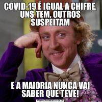 COVID-19 É IGUAL A CHIFRE, UNS TEM, OUTROS SUSPEITAME A MAIORIA NUNCA VAI SABER QUE TEVE!