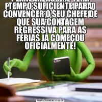 POR QUE O MÊS DE JANEIRO É ÓTIMO PARA PLANEJAR AS FÉRIAS?PLANEJAR AGORA, TERÁ TEMPO SUFICIENTE PARA CONVENCER O SEU CHEFE DE QUE SUA CONTAGEM REGRESSIVA PARA AS FÉRIAS JÁ COMEÇOU OFICIALMENTE!






