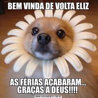 BEM VINDA DE VOLTA ELIZAS FÉRIAS ACABARAM... GRAÇAS A DEUS!!!! 