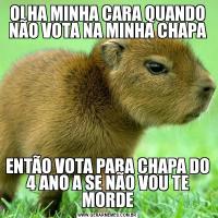 OLHA MINHA CARA QUANDO NÃO VOTA NA MINHA CHAPAENTÃO VOTA PARA CHAPA DO 4 ANO A SE NÃO VOU TE MORDE