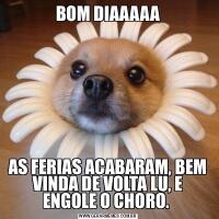 BOM DIAAAAAAS FERIAS ACABARAM, BEM VINDA DE VOLTA LU, E ENGOLE O CHORO. 