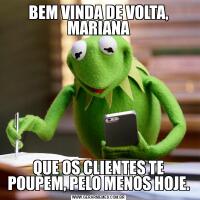 BEM VINDA DE VOLTA, MARIANAQUE OS CLIENTES TE POUPEM, PELO MENOS HOJE.