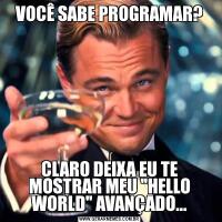 VOCÊ SABE PROGRAMAR?CLARO DEIXA EU TE MOSTRAR MEU 