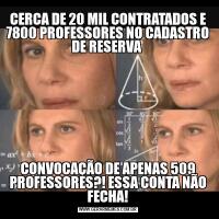 CERCA DE 20 MIL CONTRATADOS E 7800 PROFESSORES NO CADASTRO DE RESERVA CONVOCAÇÃO DE APENAS 509 PROFESSORES?! ESSA CONTA NÃO FECHA!
