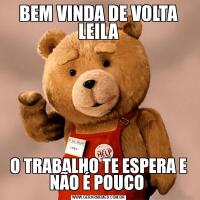 BEM VINDA DE VOLTA LEILAO TRABALHO TE ESPERA E NÃO É POUCO 