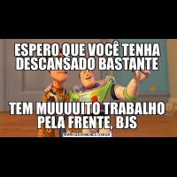 ESPERO QUE VOCÊ TENHA DESCANSADO BASTANTETEM MUUUUITO TRABALHO PELA FRENTE, BJS