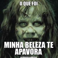 O QUE FOIMINHA BELEZA TE APAVORA