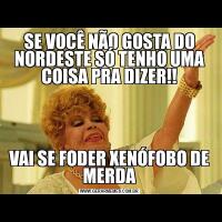 SE VOCÊ NÃO GOSTA DO NORDESTE SÓ TENHO UMA COISA PRA DIZER!!VAI SE FODER XENÓFOBO DE MERDA