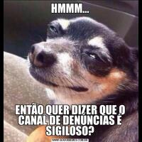 HMMM...ENTÃO QUER DIZER QUE O CANAL DE DENÚNCIAS É SIGILOSO?
