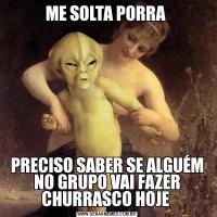 ME SOLTA PORRA PRECISO SABER SE ALGUÉM NO GRUPO VAI FAZER CHURRASCO HOJE 